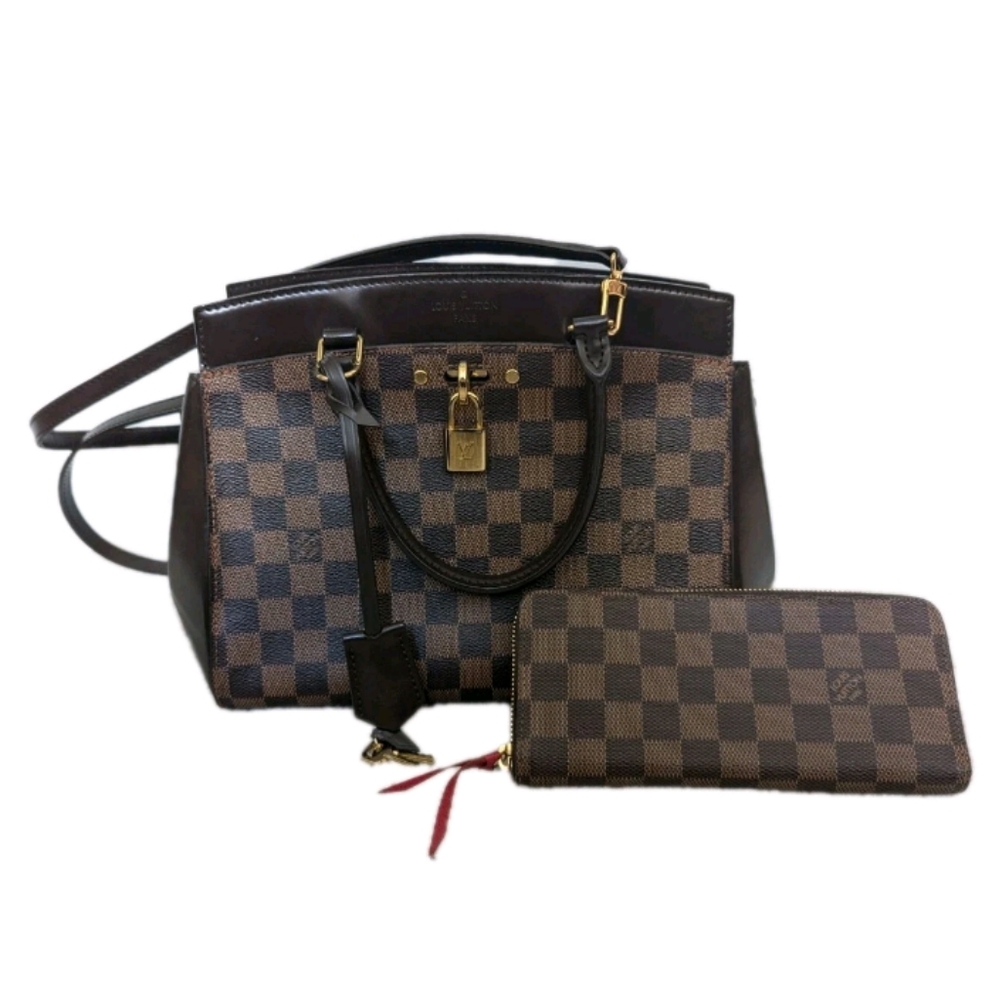 Louis Vuitton Damier Ebene Rivoli MM Handbag And Wallet